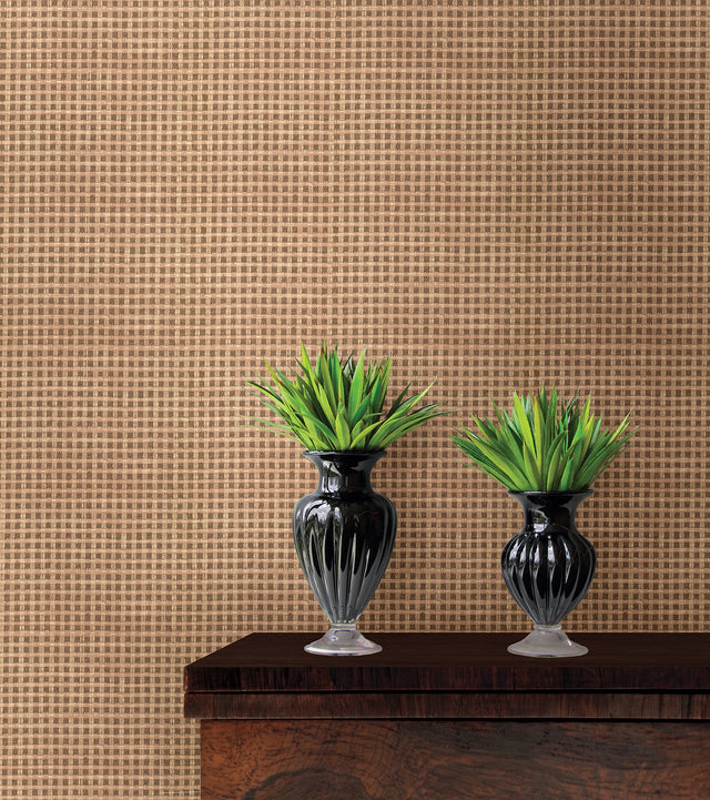 Ryotan Wheat Paper Weave Wallpaper with Basket Weave Grasscloth Texture - Kenneth James 2693-30217