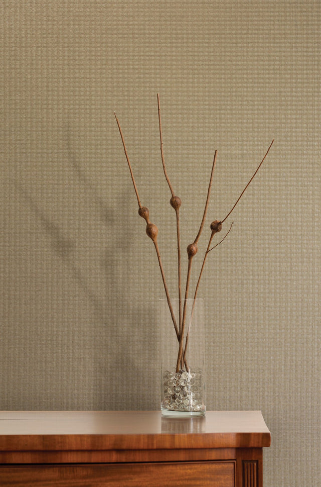 Kori Khaki Grasscloth Wallpaper with Modern Textured Paper Weave - Kenneth James 2693-30220
