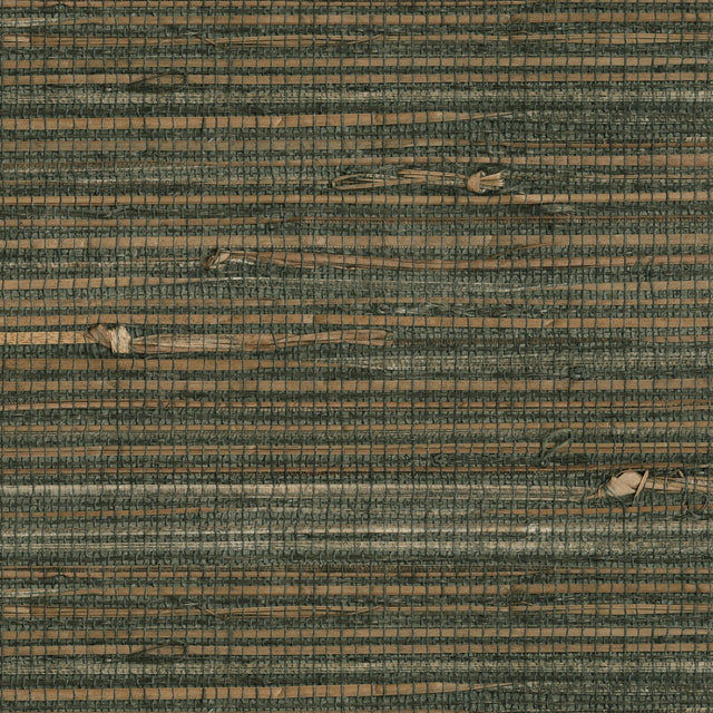 Reju Charcoal Grasscloth Wallpaper with Textured Modern Weave - Kenneth James 2693-65663