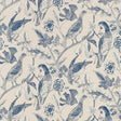 Katmandu Navy wallpaper with hand screen printed birds and floral pattern by Schumacher