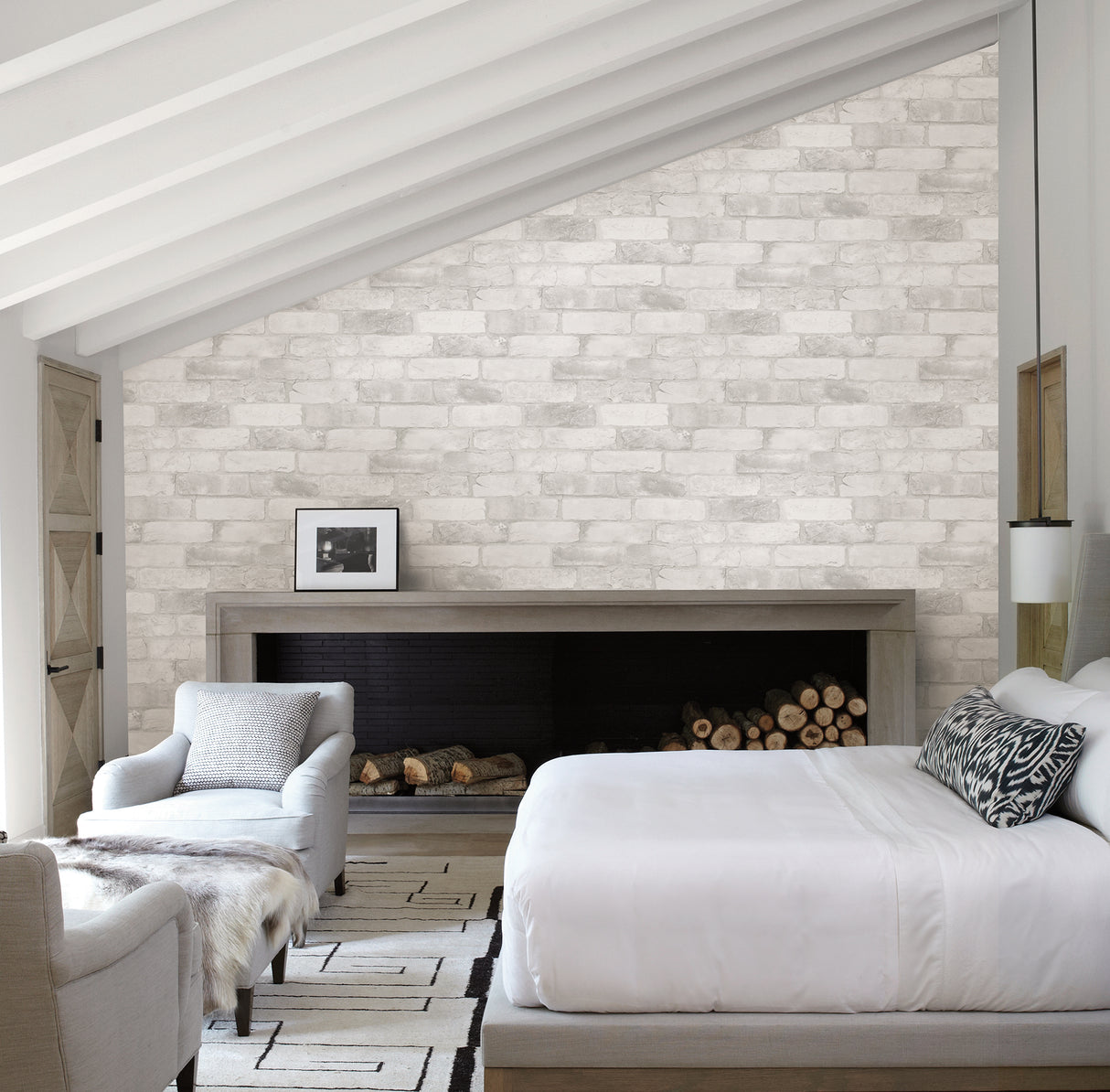 White Reclaimed Bricks White by A-Street Prints Industrial Faux Effect Brick Non Woven Strippable Wallpaper - A-Street Prints 2701-22321