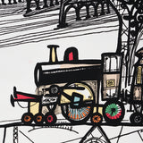 TRAINS Multi on White by Schumacher Whimsical Wall Mural – Schumacher 2703940