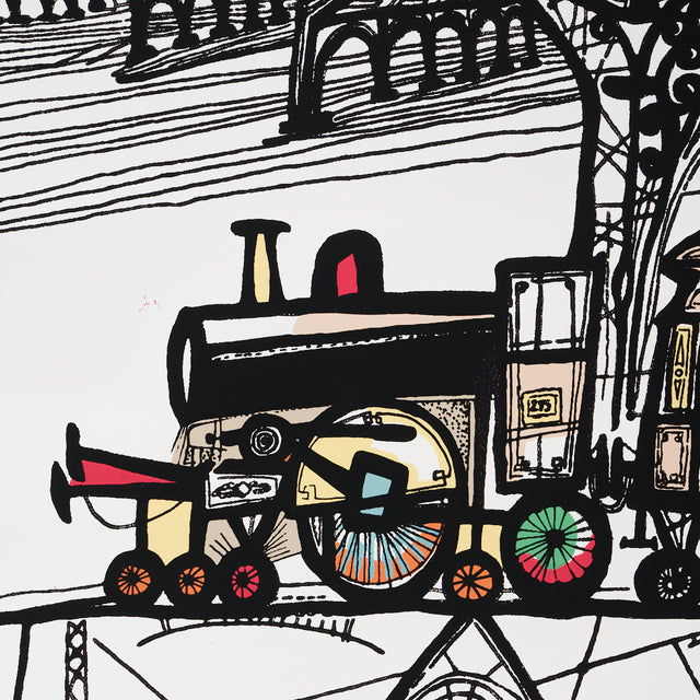 TRAINS Multi on White by Schumacher Whimsical Wall Mural – Schumacher 2703940