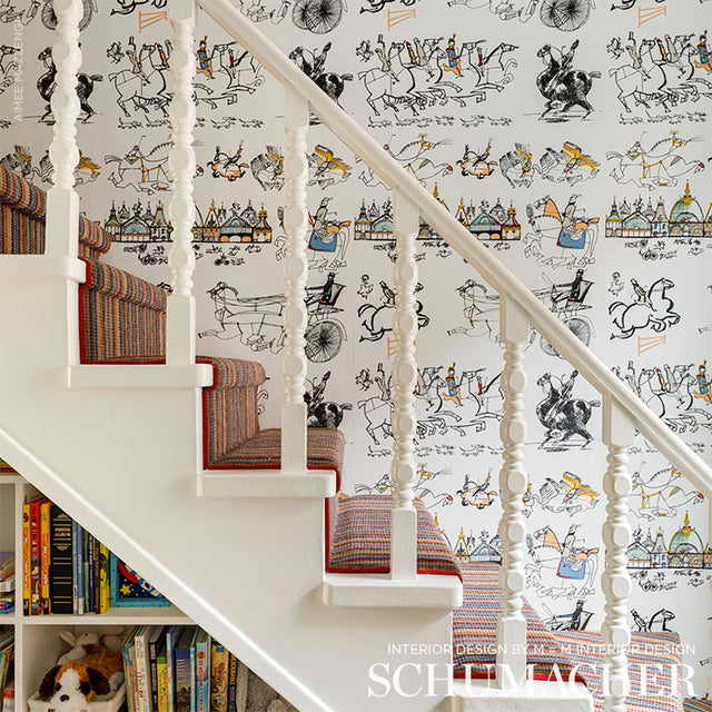 Horses Multi on White by Schumacher Exuberant Prints Collection Wallpaper – Schumacher 2703960