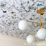 Birds & Butterflies Multi on White by Schumacher Whimsical Birds and Butterflies Wallpaper – Schumacher 2704420