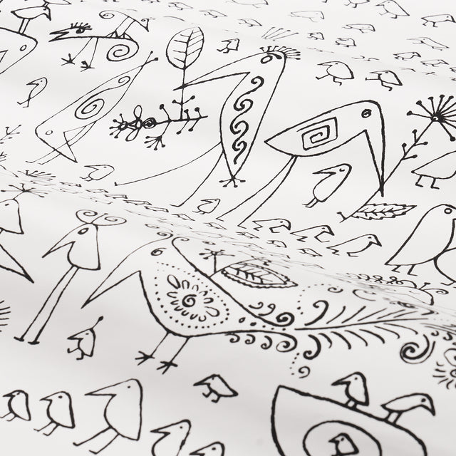 Aviary Black on White Whimsical Bird Wallpaper – Schumacher 2705510