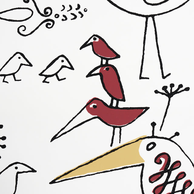 Aviary Multi on White Whimsical Bird Wallpaper – Schumacher 2705511