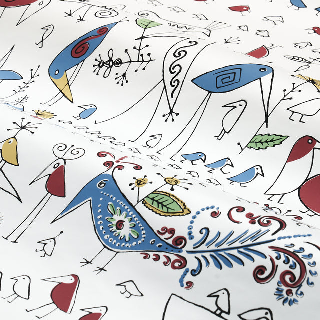 Aviary Multi on White Whimsical Bird Wallpaper – Schumacher 2705511