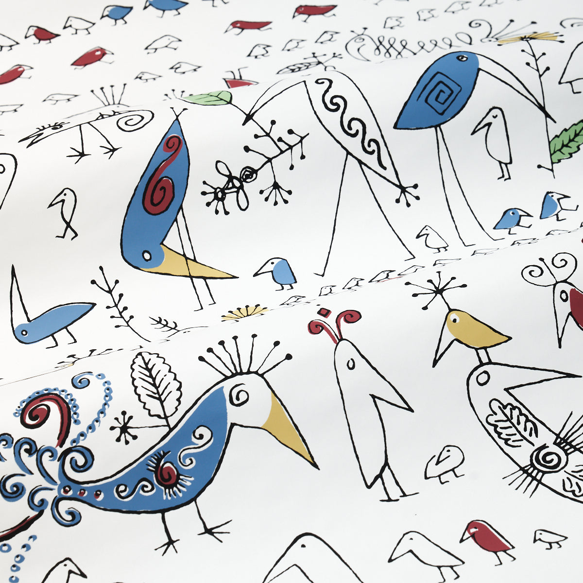 Aviary Multi on White Whimsical Bird Wallpaper – Schumacher 2705511