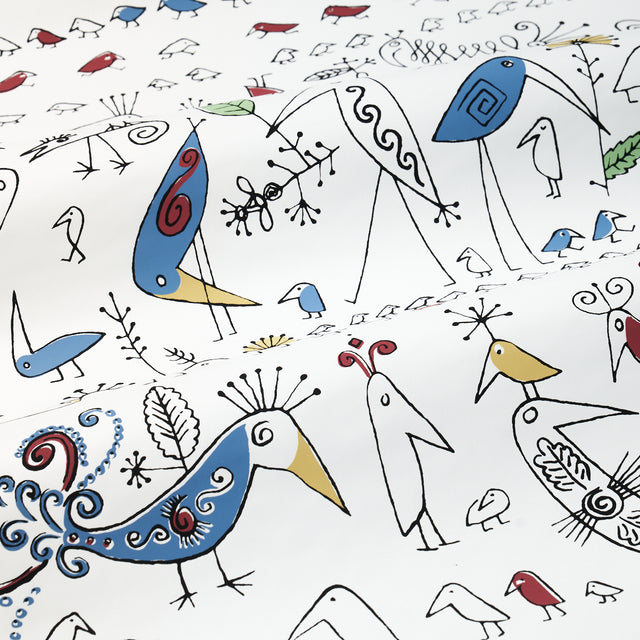 Aviary Multi on White Whimsical Bird Wallpaper – Schumacher 2705511