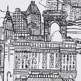 New York New York Black on White Cityscape Wallpaper – Schumacher 2705530