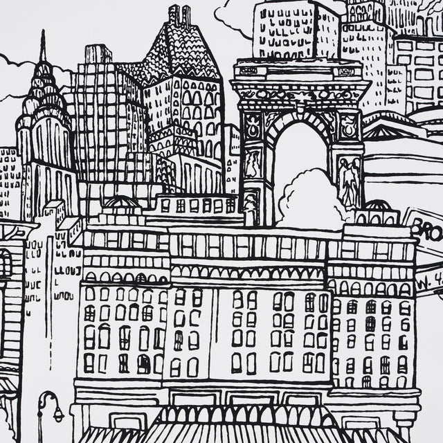 New York New York Black on White Cityscape Wallpaper – Schumacher 2705530