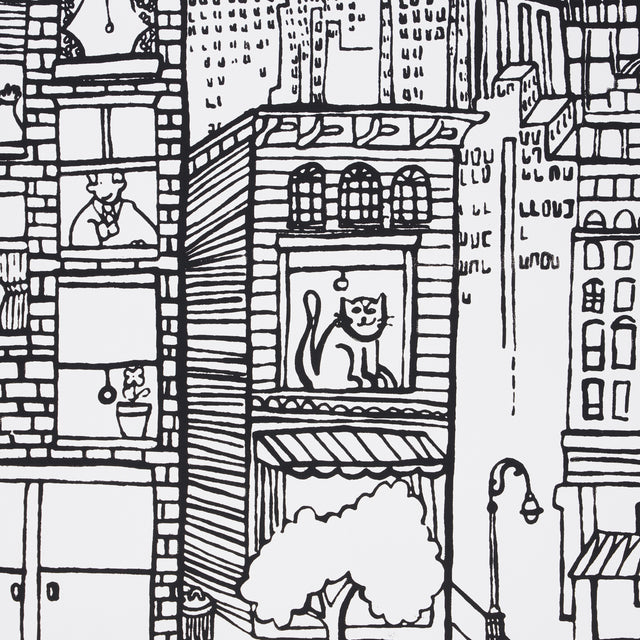 New York New York Black on White Cityscape Wallpaper – Schumacher 2705530