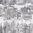 Black and white illustrated wallpaper featuring New York City buildings, bridges, and cityscape details.