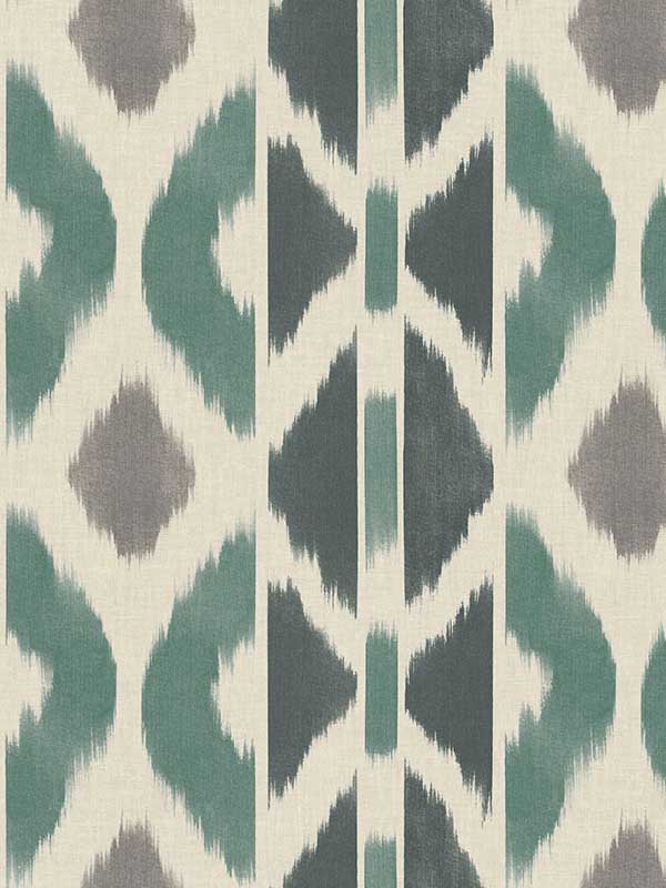 Patan Indigo geometric ikat stripe wallpaper by Antonina Vella