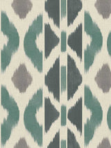 Patan Indigo geometric ikat stripe wallpaper by Antonina Vella