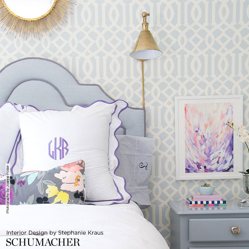 Imperial Trellis Alabaster by Schumacher Kelly Wearstler Geometric Trellis Wallpaper – Schumacher 2707211
