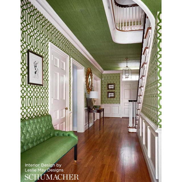 Imperial Trellis Treillage Green by Kelly Wearstler Geometric Wallpaper – Schumacher 2707212