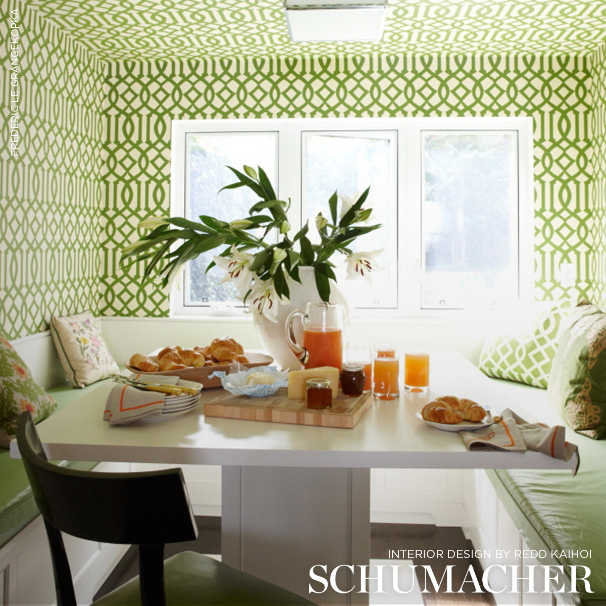Imperial Trellis Treillage Green by Kelly Wearstler Geometric Wallpaper – Schumacher 2707212