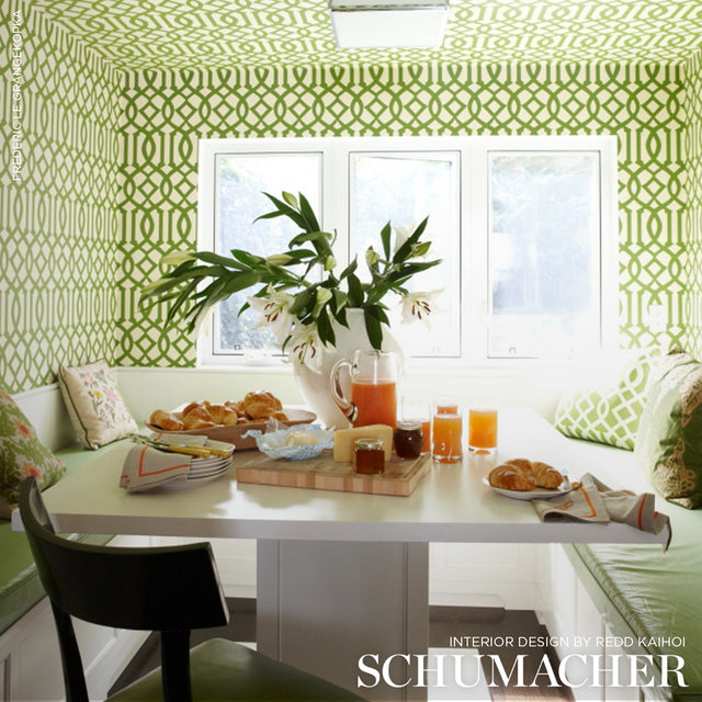 Imperial Trellis Treillage Green by Kelly Wearstler Geometric Wallpaper – Schumacher 2707212