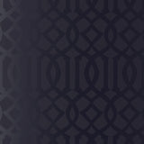 Imperial Trellis Onyx Gloss wallpaper by Schumacher, designed by Kelly Wearstler, featuring a bold geometric trellis pattern in a glossy black finish.