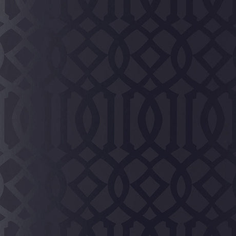 Imperial Trellis Onyx Gloss wallpaper by Schumacher, designed by Kelly Wearstler, featuring a bold geometric trellis pattern in a glossy black finish.