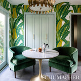 Tropical Isle Green on White Palm Leaf Wallpaper – Schumacher 2707230