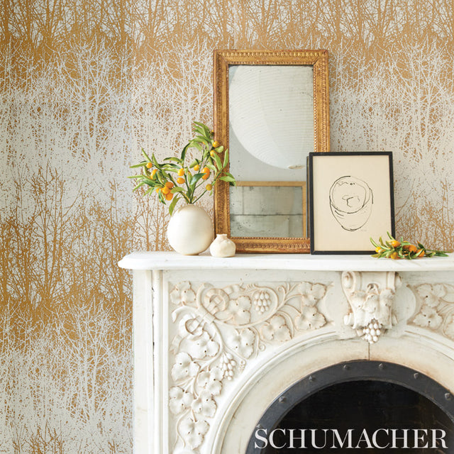 Birches Tan Hand-Screened Forest Wallpaper by Schumacher – 2707245
