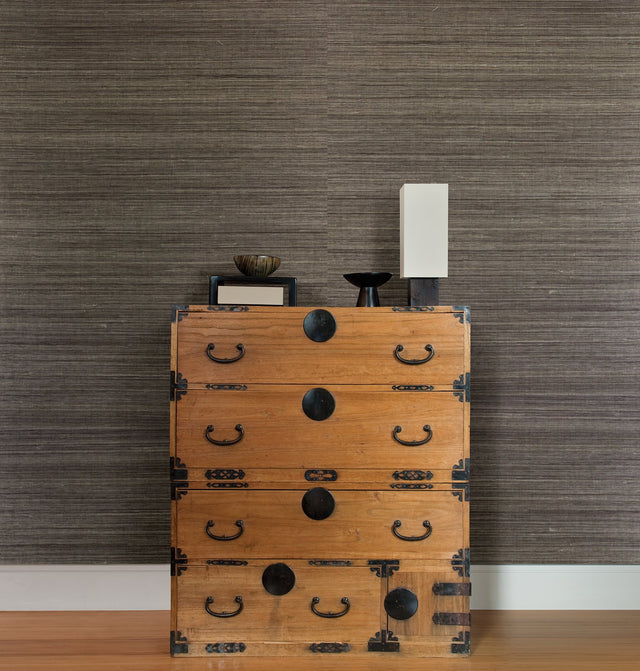 Yunnan Brown Grasscloth Wallpaper with Organic Textures Traditional Style - Kenneth James 2732-65409