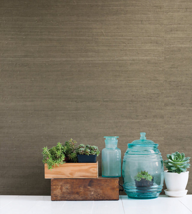 Qiantang Grey Grasscloth Wallpaper with Organic Textures Pattern - Kenneth James 2732-65655