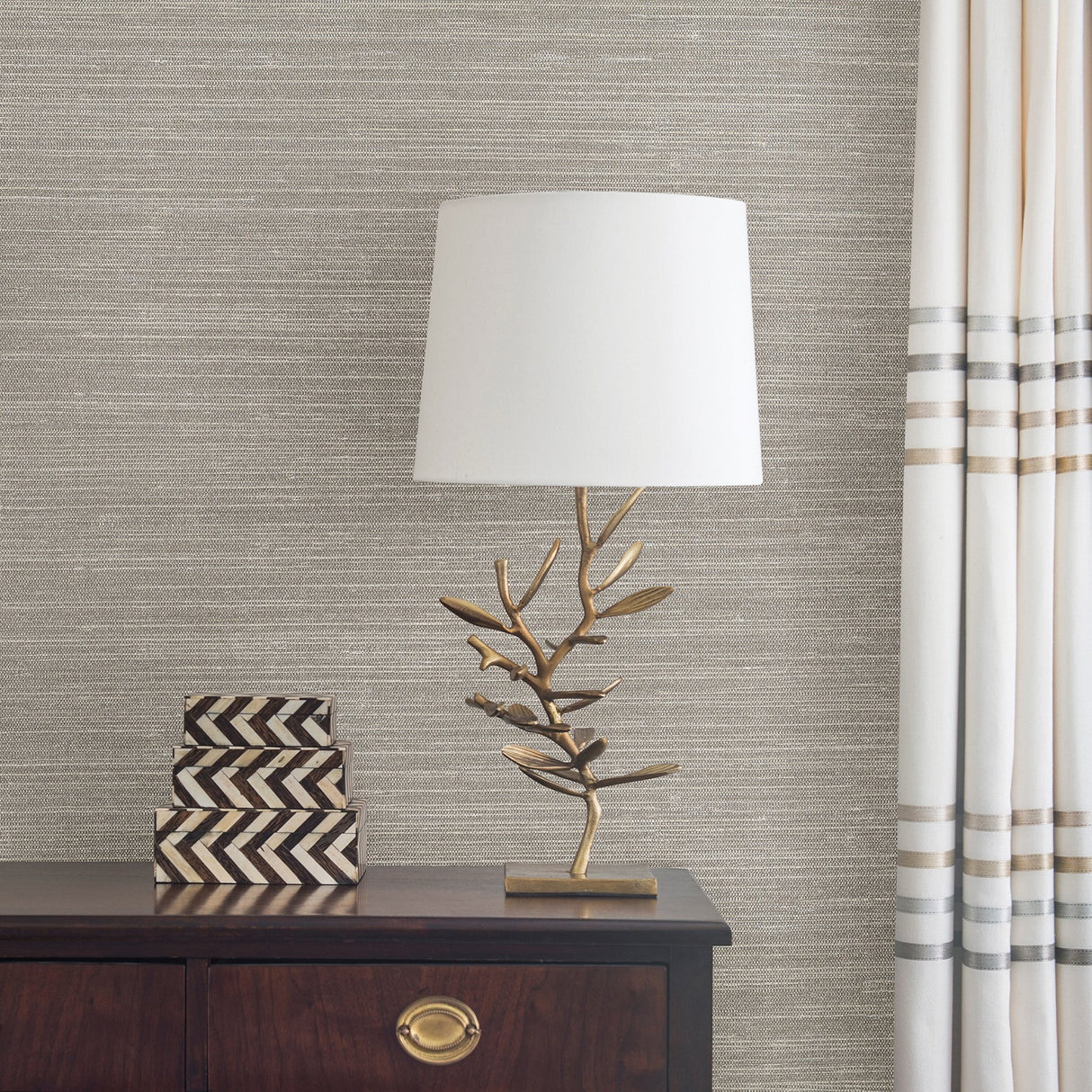 Liaohe Silver Grasscloth Wallpaper