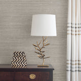 Liaohe Silver Grasscloth Wallpaper with Organic Textures Traditional Style - Kenneth James 2732-80032
