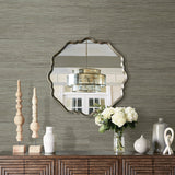 Shandong Sea Green Grasscloth Wallpaper with Ramie Grasscloth Organic Texture - Brewster 2732-80070