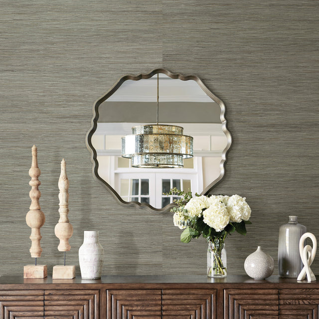 Shandong Sea Green Grasscloth Wallpaper with Ramie Grasscloth Organic Texture - Brewster 2732-80070