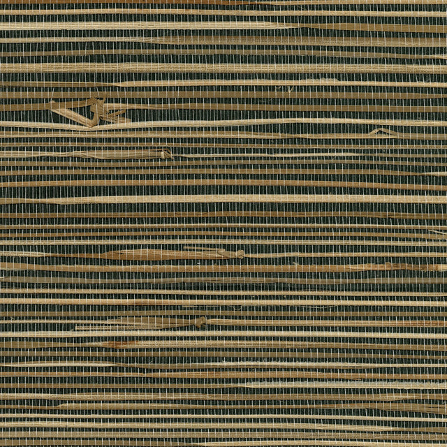 Anhui Black Grasscloth Wallpaper with Organic Texture - Kenneth James 2732-89475