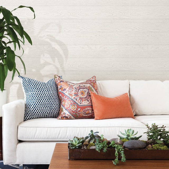 Salvaged White Wood Wallpaper with Faux Wood Shiplap Pattern, Modern - A-Street Prints 2744-24030