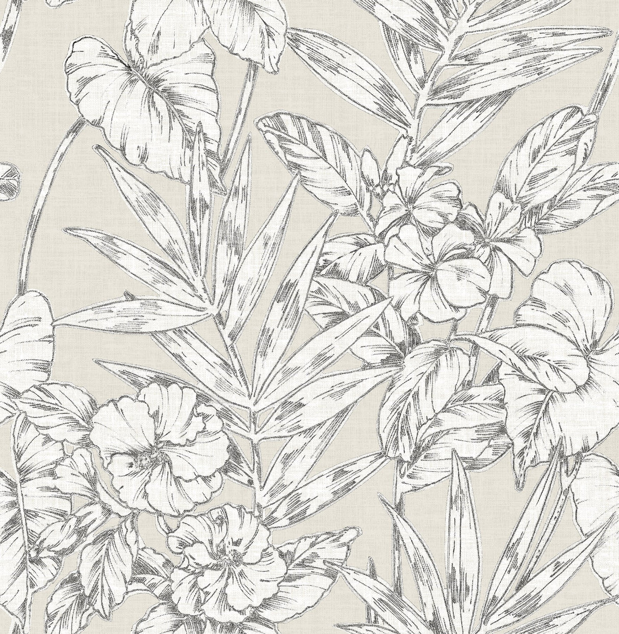 Fiji Beige Floral Wallpaper with Botanical Tropical Motif - A?Street Prints 2744-24104