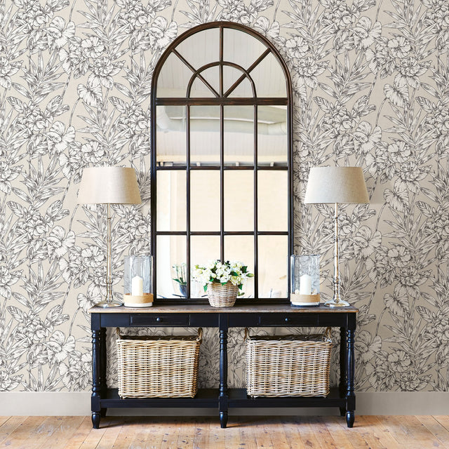 Fiji Beige Floral Wallpaper with Botanical Tropical Motif - A?Street Prints 2744-24104