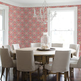 Maya Pink Medallion Wallpaper with Ikat Floral Medallion - A-Street Prints 2744-24113