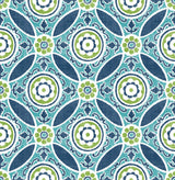 Maya Teal Medallion Wallpaper with Ikat Floral Motif - A?Street Prints 2744-24115
