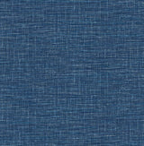 Exhale Denim Faux Grasscloth Wallpaper with Modern Faux Effects Texture - Brewster 2744-24120