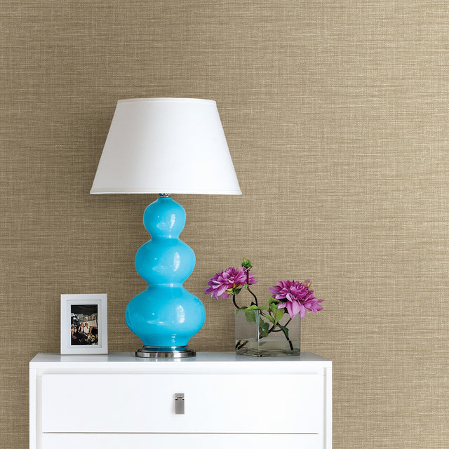 Exhale Taupe Faux Grasscloth Wallpaper with Modern Faux Grasscloth Pattern - A-Street Prints 2744-24121