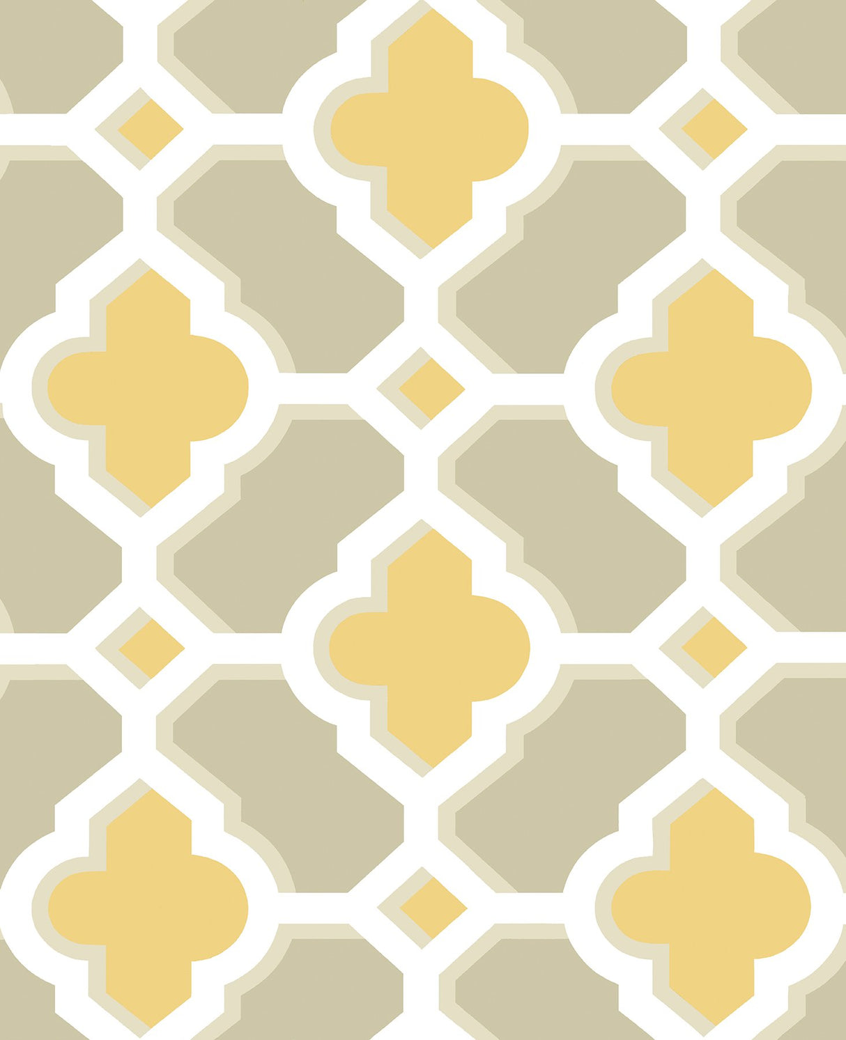 Lido Mustard Quatrefoil Wallpaper with Modern Geometric Quatrefoil Pattern - A-Street Prints 2744-24124
