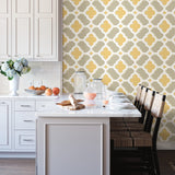 Lido Mustard Quatrefoil Wallpaper with Modern Geometric Quatrefoil Pattern - A-Street Prints 2744-24124