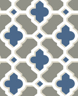 Lido Navy Quatrefoil Wallpaper with Modern Geometric Pattern - A-Street Prints 2744-24125