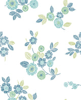 Malaga Green Floral Wallpaper with Modern Hand-Drawn Flower Motif - A-Street Prints 2744-24127