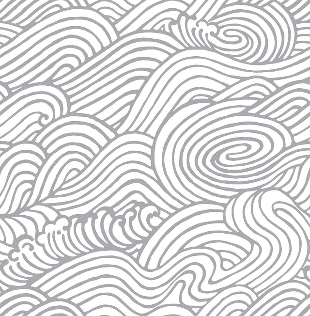 Mare Grey Wave Wallpaper with Coastal Novelty Pattern - A-Street Prints 2744-24131