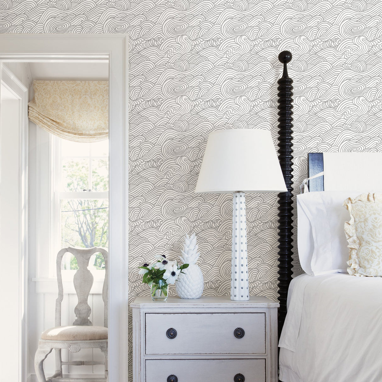 Mare Grey Wave Wallpaper with Coastal Novelty Pattern - A-Street Prints 2744-24131