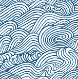 Mare Navy Wave Wallpaper with Japanese-Inspired Coastal Wave Motif - A?Street Prints 2744-24132