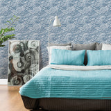 Mare Navy Wave Wallpaper with Japanese-Inspired Coastal Wave Motif - A?Street Prints 2744-24132